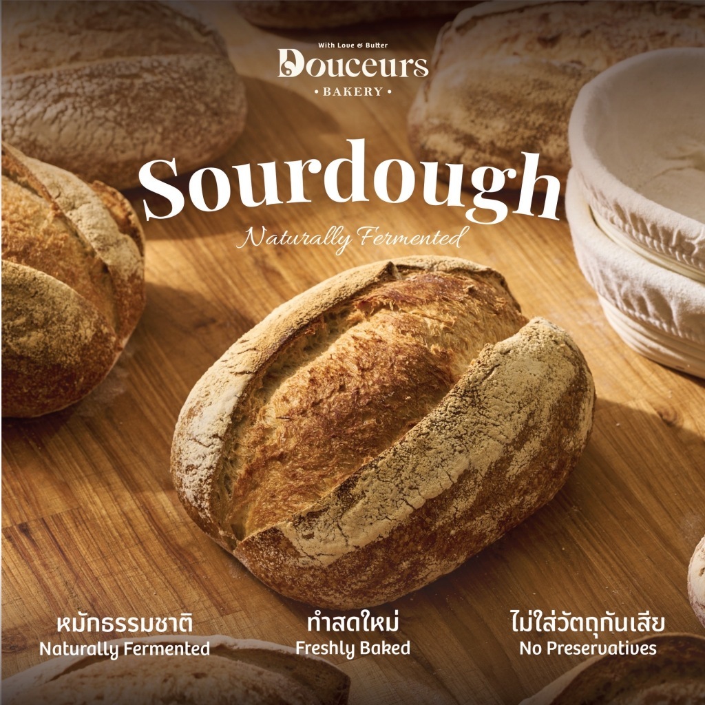 ขนมปังซาวโดว์โฮลวีท 700g แป้งฝรั่งเศส T65 หมักยีสต์ธรรมชาติ อบสดใหม่ พร้อมทาน Sourdough Wholewheat B