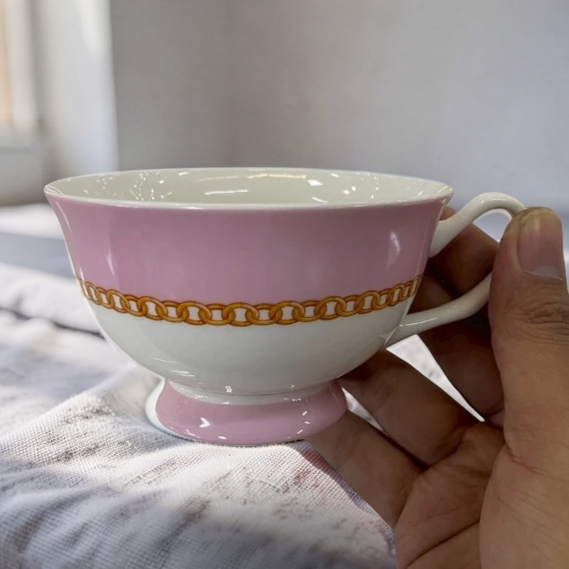 แก้วกาแฟ แก้วสวยๆ แก้วดื่มนม แก้วนม แก้วลายสีชมพู แก้วกาแฟราคาถูก