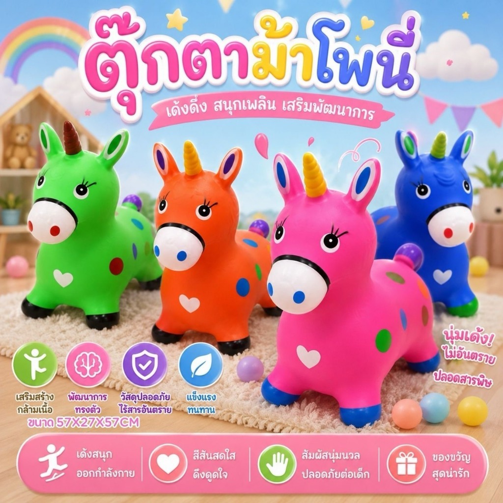 ตุ๊กตาเด้งดึ๋ง สัตว์ยางกระโดด พร้อมเสียงเพลง ของเล่นเด็ก แข็งแรง ตัวใหญ่  ตุ๊กตาสัตว์ยางเด้งดึ๋ง