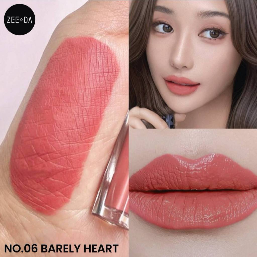 [06 BARELY HEART] ZEEDA SILKY COAT LIP MATTE (ลิปกันน้ำ, ไม่ติด mask)