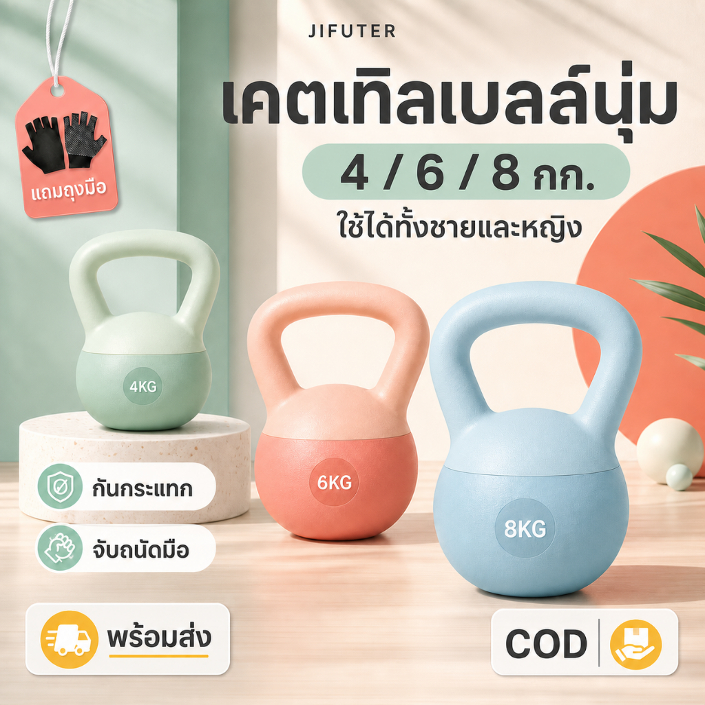 4/6/8กิโลกรัม ลูกตุ้มยกน้ำหนัก เคตเทิลเบล ดัมเบลหูหิ้ว ลูกยกน้ำหนัก ดัมเบลลูกตุ้ม Kettlebell Dumbbell