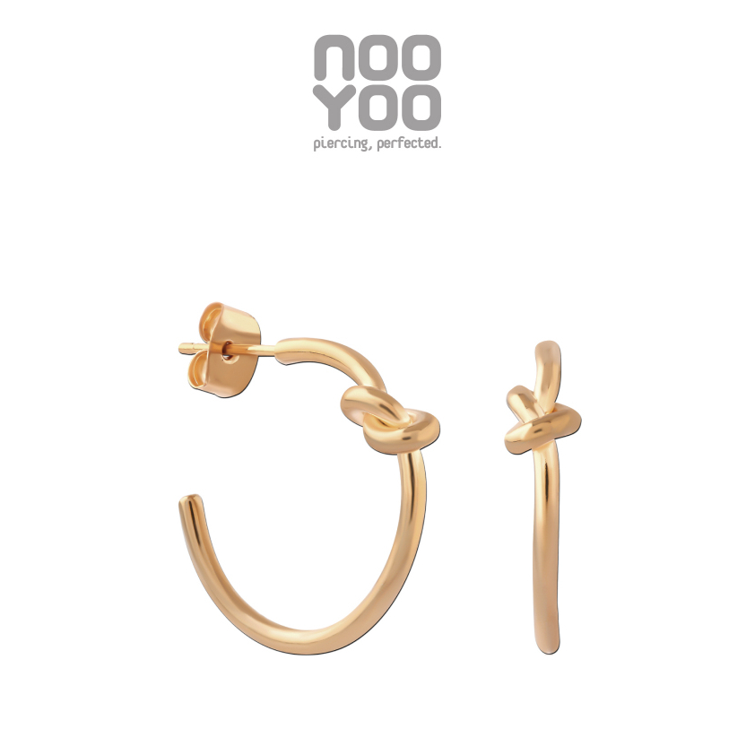 NooYoo ต่างหูสำหรับผิวแพ้ง่าย Curvy Hoops Gold PVD