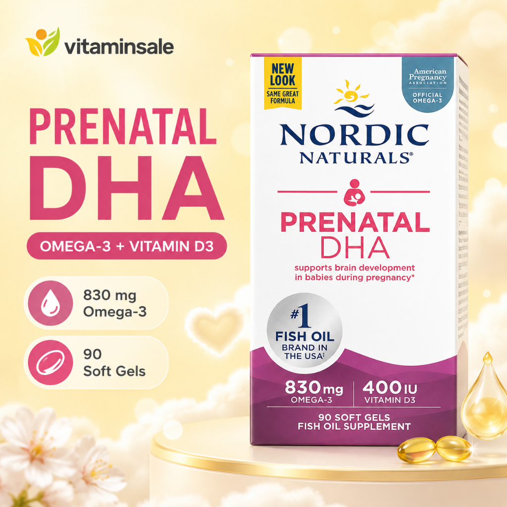 Nordic Naturals Prenatal DHA 90 เม็ด น้ำมันปลาโอเมก้า-3 บำรุงครรภ์ เสริมพัฒนาการทารก