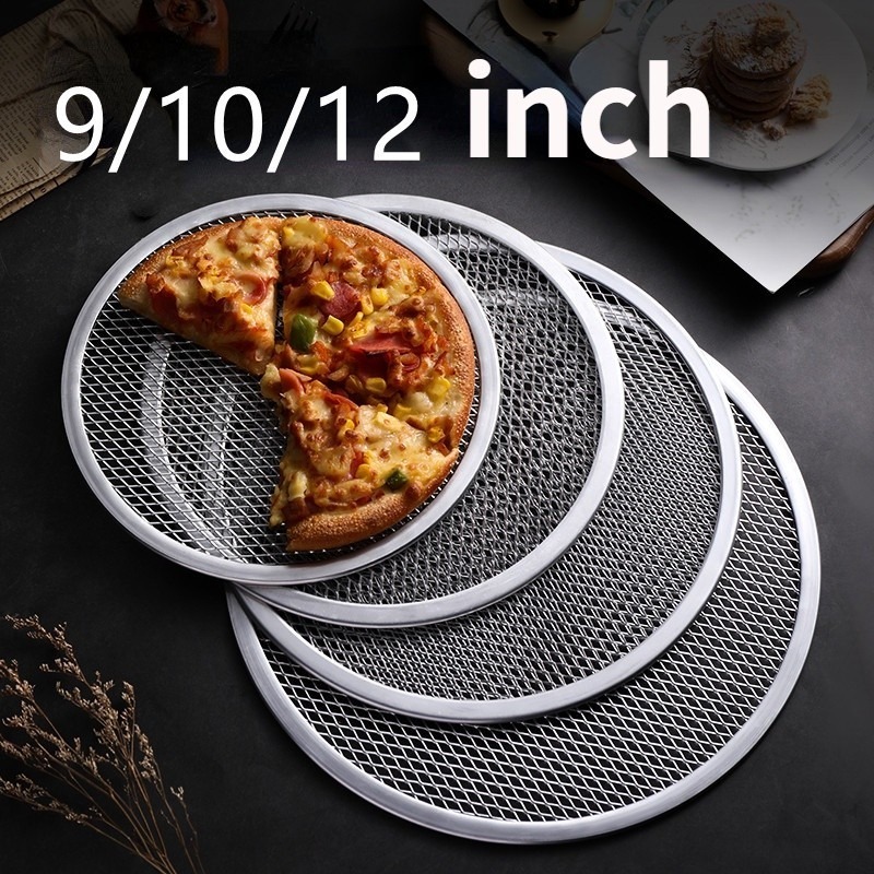12Inch Aluminum Flat Mesh Pizza Screen Round Baking Tray Net Kitchen Tool Non-Stick Pizza Pan Dish Cookware Bakeware