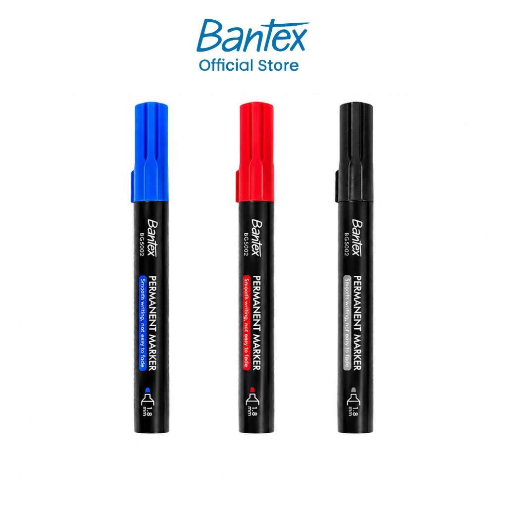 Bantex ปากกาเคมี ปากกาเมจิก มาร์คเกอร์ถาวร หัว1.8mm 3สี เขียนลื่น ติดทน ไม่เลอะมือ Permanent Marker