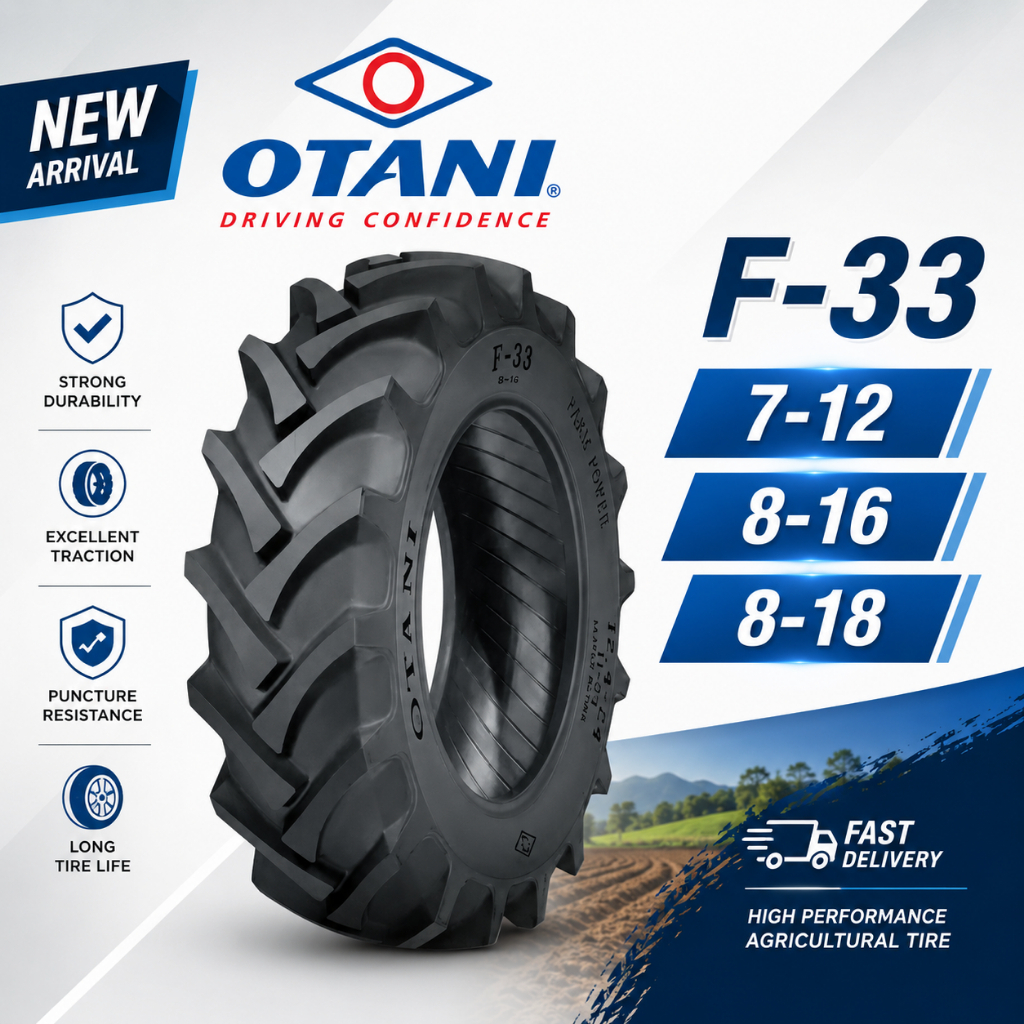 ยางรถไถ ยางรถเกษตร และอุตสาหกรรม ขนาด 7-12 ,8-16 ,8-18 รุ่น F33 TTยี่ห้อ OTANI