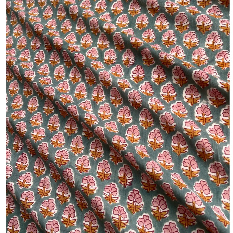 144 Baht./Yard(0.9m)cotton Fabric Indian Blockprint cotton handblockprint sarasafabric H26-08-36