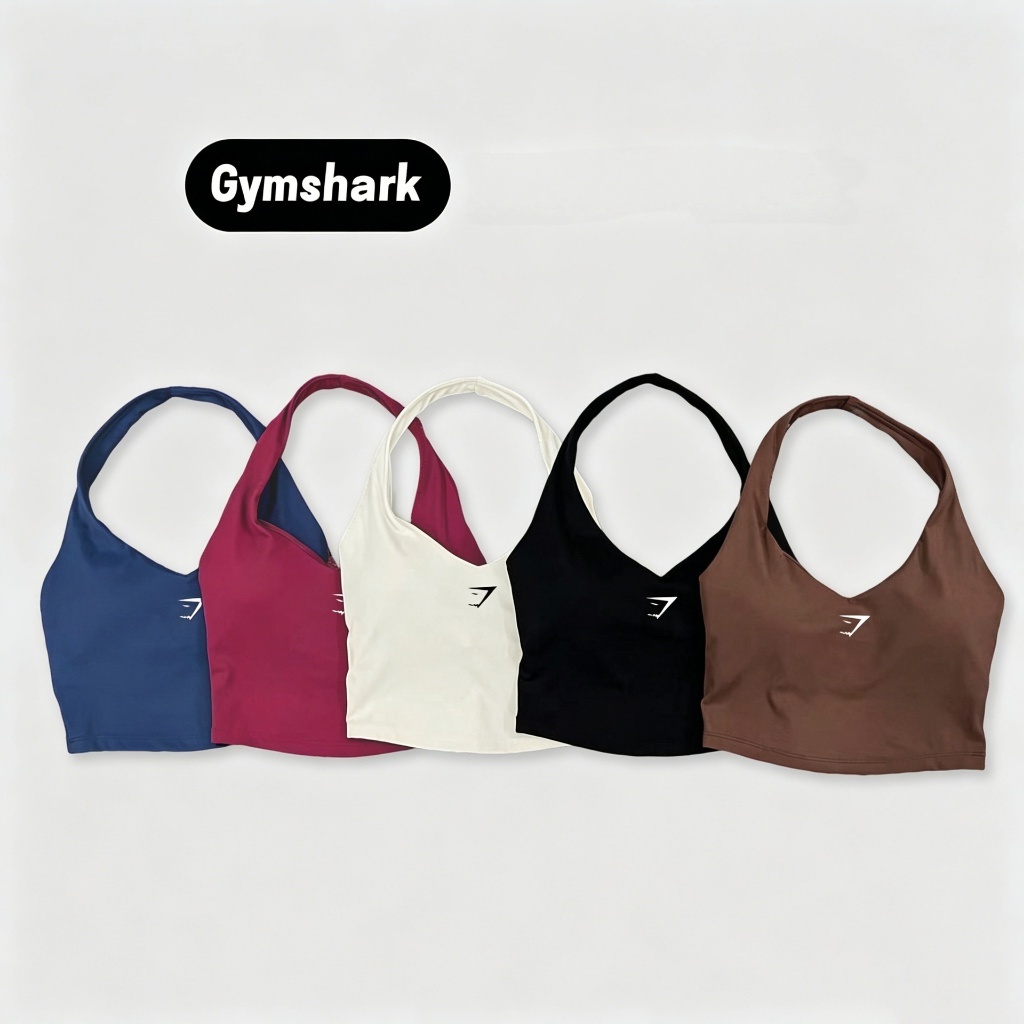 [100% Original] Gymshark Halter neck sports bra quick-drying shock-absorbing push-up wearable fitness bra