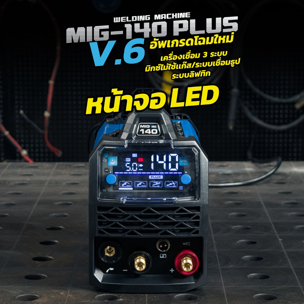 ตู้เชื่อม3ระบบ MIG-140PLUS V6 ANDELI ไม่ใช้แก๊ส 1ปี หน้าจอ LED สุดล้ำ FLUX MIG / MMA / LIFT TIG MIG-
