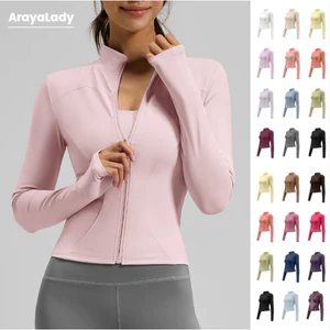 ✨เพิ่มสีใหม่✨(YOGA-135) เสื้อกีฬาแจ็คเก็ตแขนยาวมีซิปรูด เสื้อคลุมออกกำลังกาย ทรงกระชับเข้ารูป