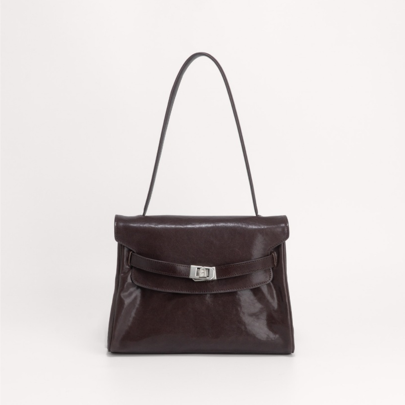 [ LoveGood ] Atmos กระเป๋าผู้หญิงหนังแท้ Flap Bag 11” สะพายไหล่ สะพายข้าง Crossbody หนังวัว Full-Grain Nappa