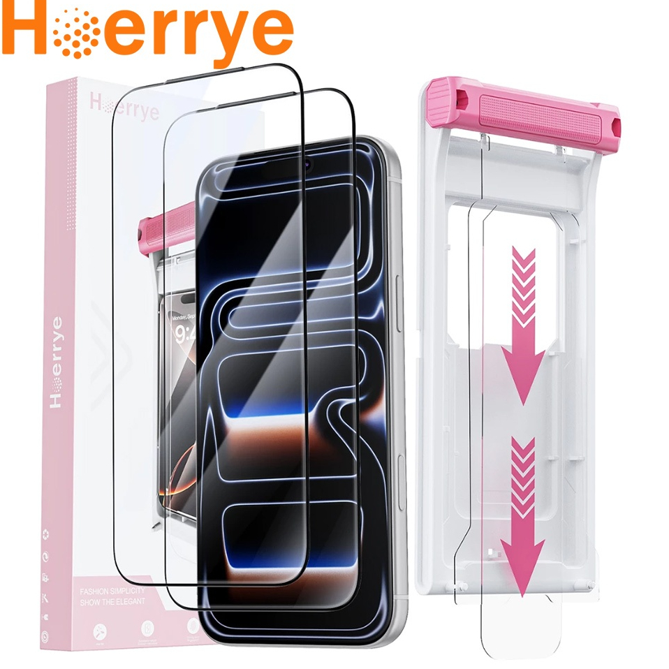 [ รุ่นใหม่ ]Hoerrye ฟิล์ม 2PC for iPhone 18ProMax เต็มจอ กล่องติดตั้ง ลื่นไหล กันรอย for ไอโฟน 18 17 Pro 16 15 14 13Plus