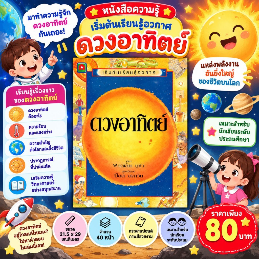 Aksara for kids หนังสือ ความรู้ เริ่มต้นเรียนรู้อวกาศ ดวงอาทิตย์