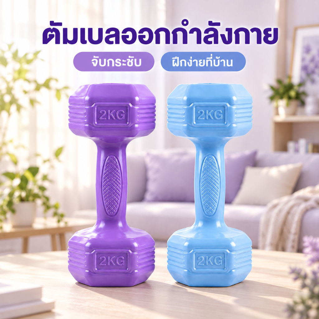 ดัมเบลผู้หญิง ออกกำลังกายที่บ้าน จับกระชับ 1/2/3 กก. Dumbbell