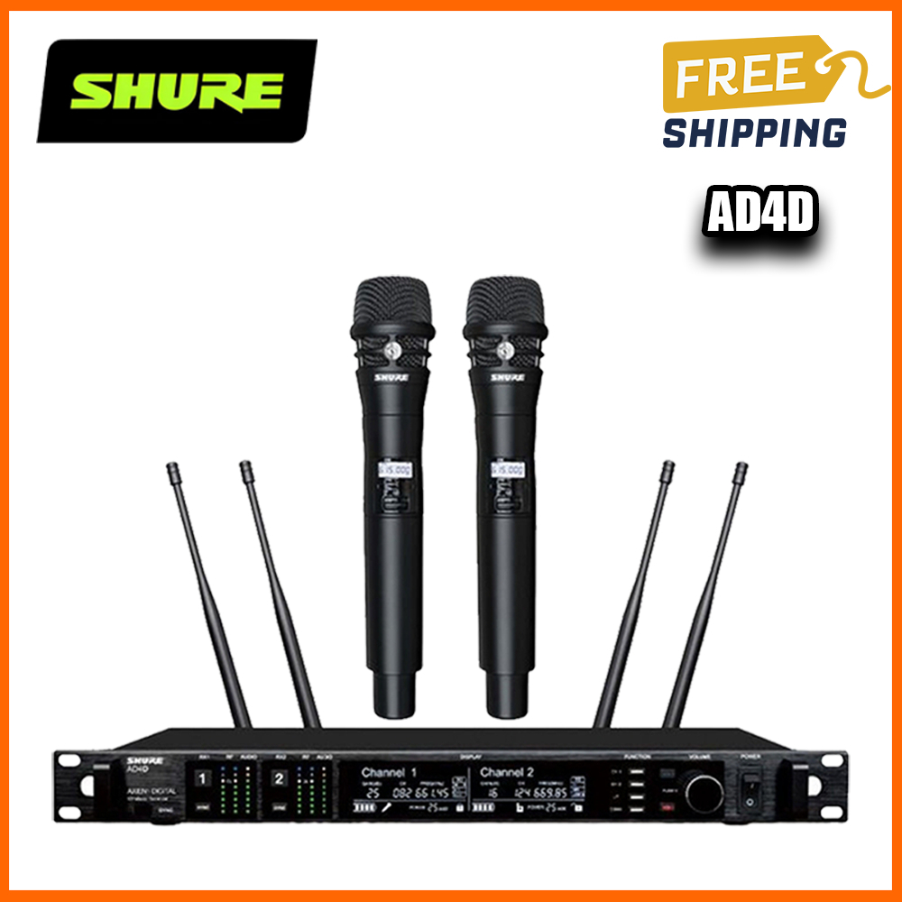 Shure AD4D / KSM8 Stage ระบบไมโครโฟนไร้สาย, ไมโครโฟนไร้สาย UHF 2 ช่อง, ไมโครโฟนไร้สายโลหะ