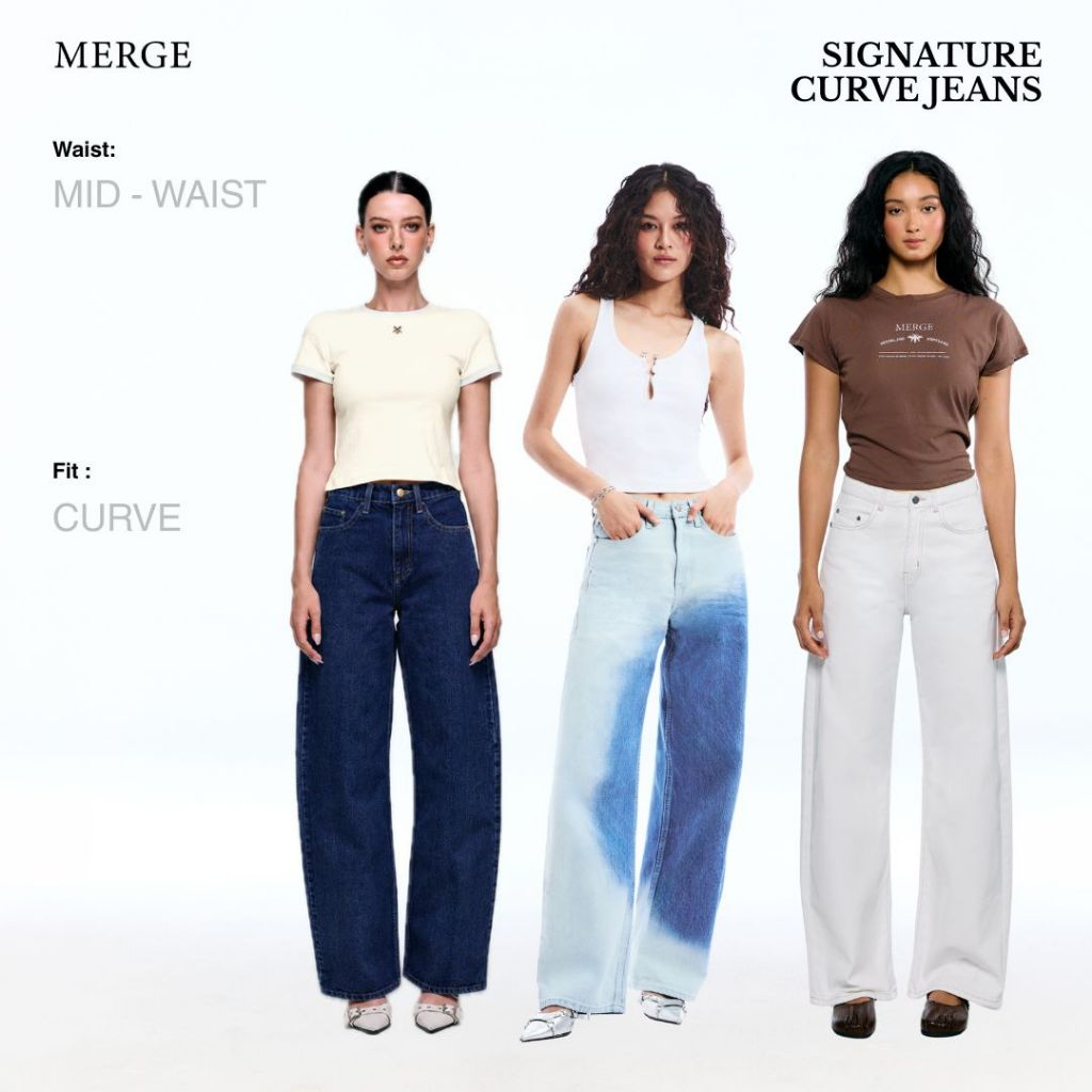 Merge Official - Signature Curve Jeans (Mid Waist)(พร้อมส่ง)
