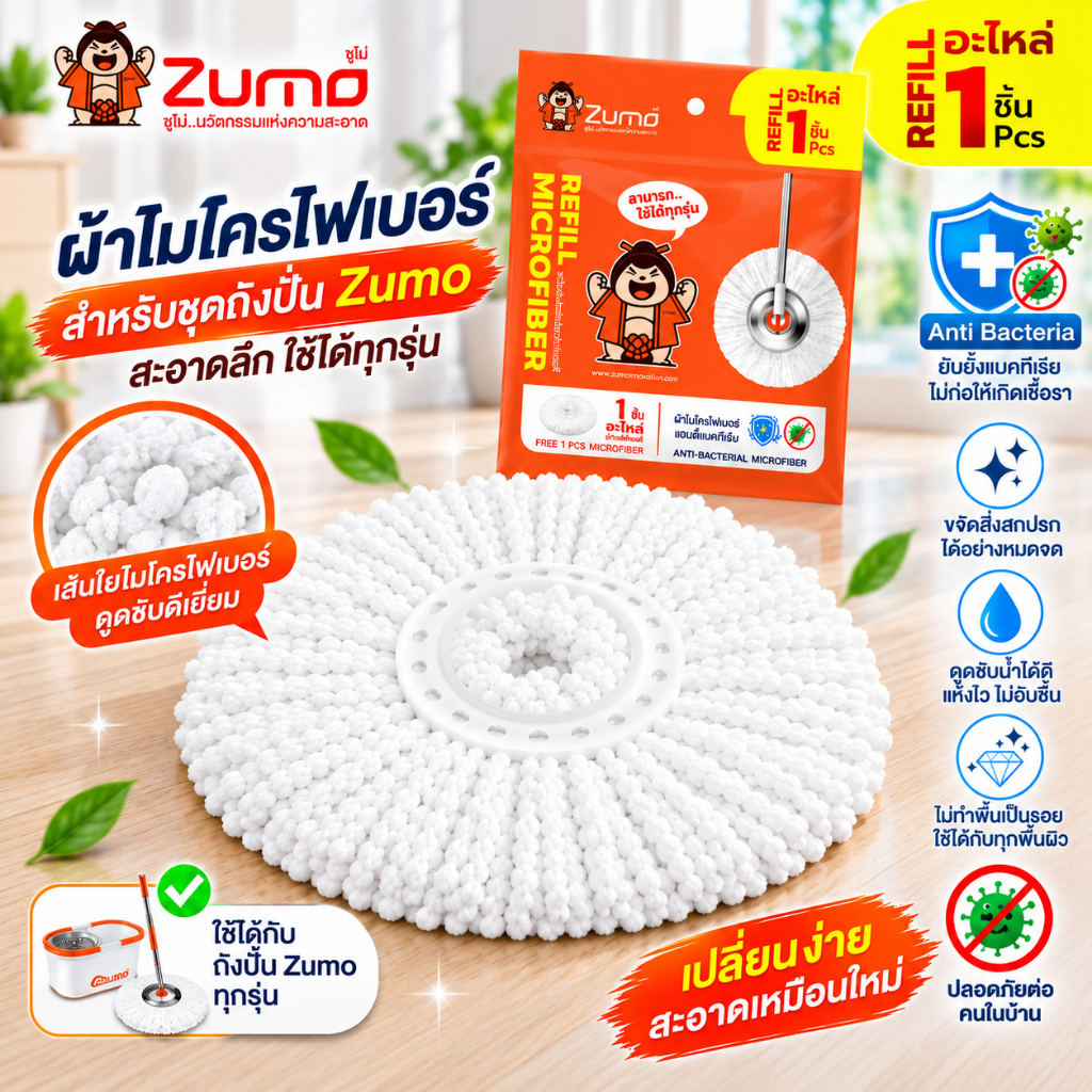 อะไหล่ผ้าไมโครไฟเบอร์ 1 ผืน (สำหรับถังปั่น ใช้ได้ทุกรุ่น)
