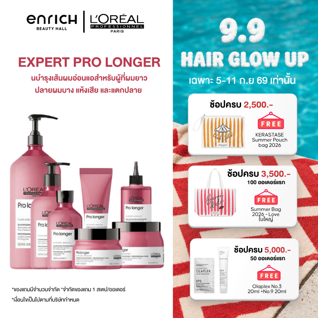 L'Oreal SERIE EXPERT PRO LONGER แชมพู มาส์ก สำหรับผมอ่อนแอแห้งเสีย เพิ่มความเงางาม