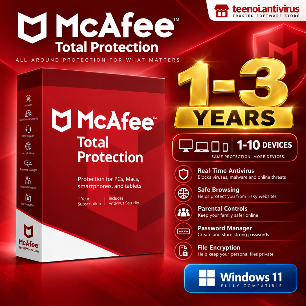 McAfee Total Protection 1-10 เครื่อง 1-3ปี