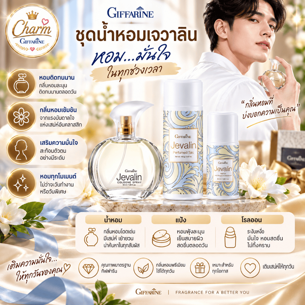 น้ำหอมเจวาลิน กิฟฟารีน ชุดน้ำหอม เจวาลิน แป้ง โรลออน น้ำหอม เพิ่มเสน่ห์ตราตรึง ของแท้