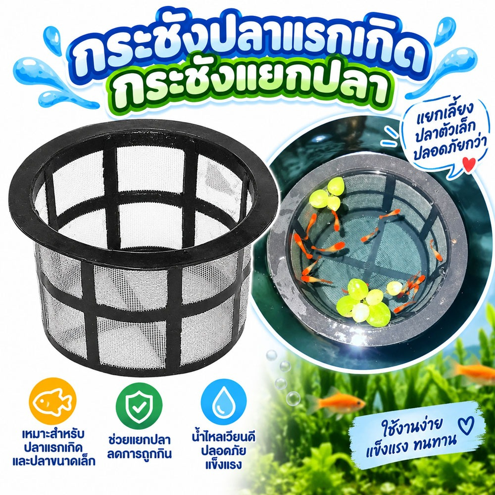 กระชังลูกปลาแรกเกิด แยกลูกปลา กระชังคัดแยกปลา เลี้ยงปลา แยกปลาป่วย อุปกรณ์เพาะพันธุ์ปลา ปลากัด ปลาหางนกยูง