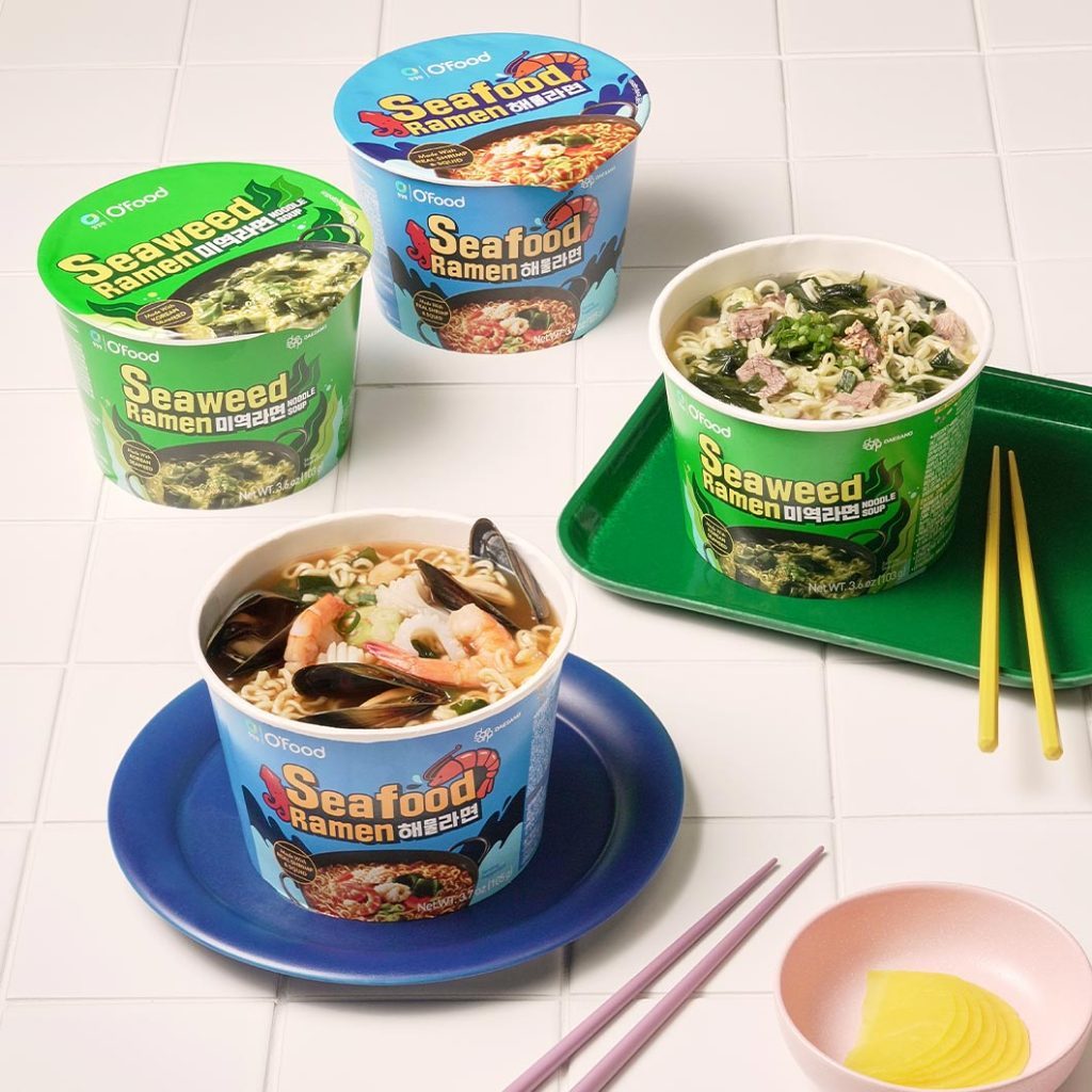 Ofood Real Kimchi/Shrimp&Seaweed/Seaweed Ramen Noodle Soup 122g.