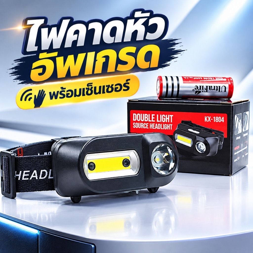 ไฟคาดหัว ไฟแรงสูงCOB 180 ML LED ชาร์จ USB พร้อมถ่าน18650 ปรับแสงได้ 3 ระดับ