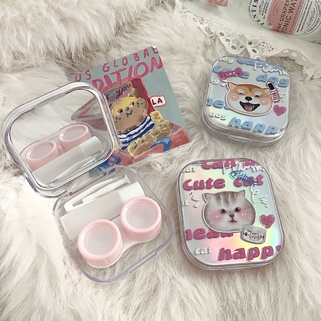 ตลับคอนแทคเลนส์ Cute Cat Dog Bear สุดคิ้ว