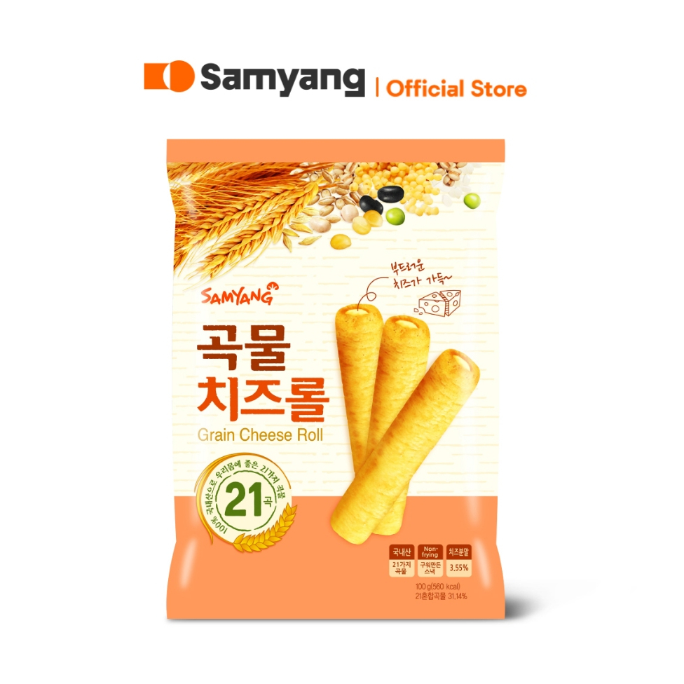 Samyang Grain Cheese Roll | ซัมยัง เกรน ชีส โรล (ธัญพืชอบกรอบ สอดไส้ครีมรสชีส)(80g.)
