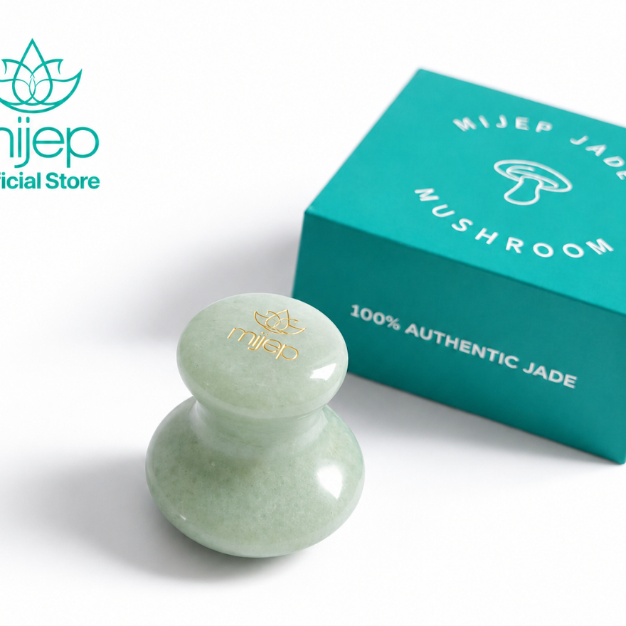 Natural Jade Gua Sha Mushroom กัวซาหยก - ทรงเห็ด กัวซาสำหรับนวดหน้าจากหินธรรมชาติบริสุทธิ์ 100%