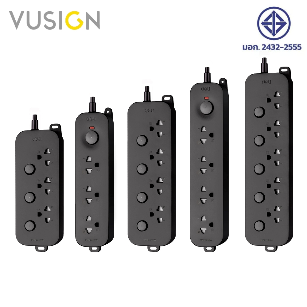 [แพ็กเกจแขวน] Vusign ปลั๊กพ่วง ปลั๊กไฟ ช่องUSB 3/4/6 ช่อง 2300W ทนต่อความร้อน 750°C Power Socket