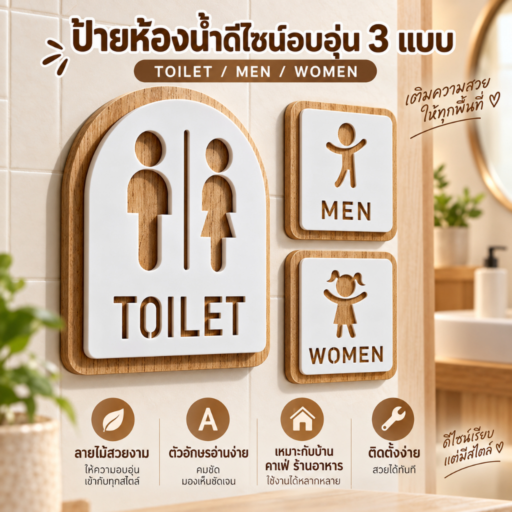 ส่งไวจากไทย💧12x12ซม.ใช้ร้าน ป้ายห้องน้ำอะคริลิคชายหญิง TOILET WOMEN MAN ป้ายห้องน้ำ แถมกาวสองหน้า ติดง่าย ไม่ราไม่สนิม