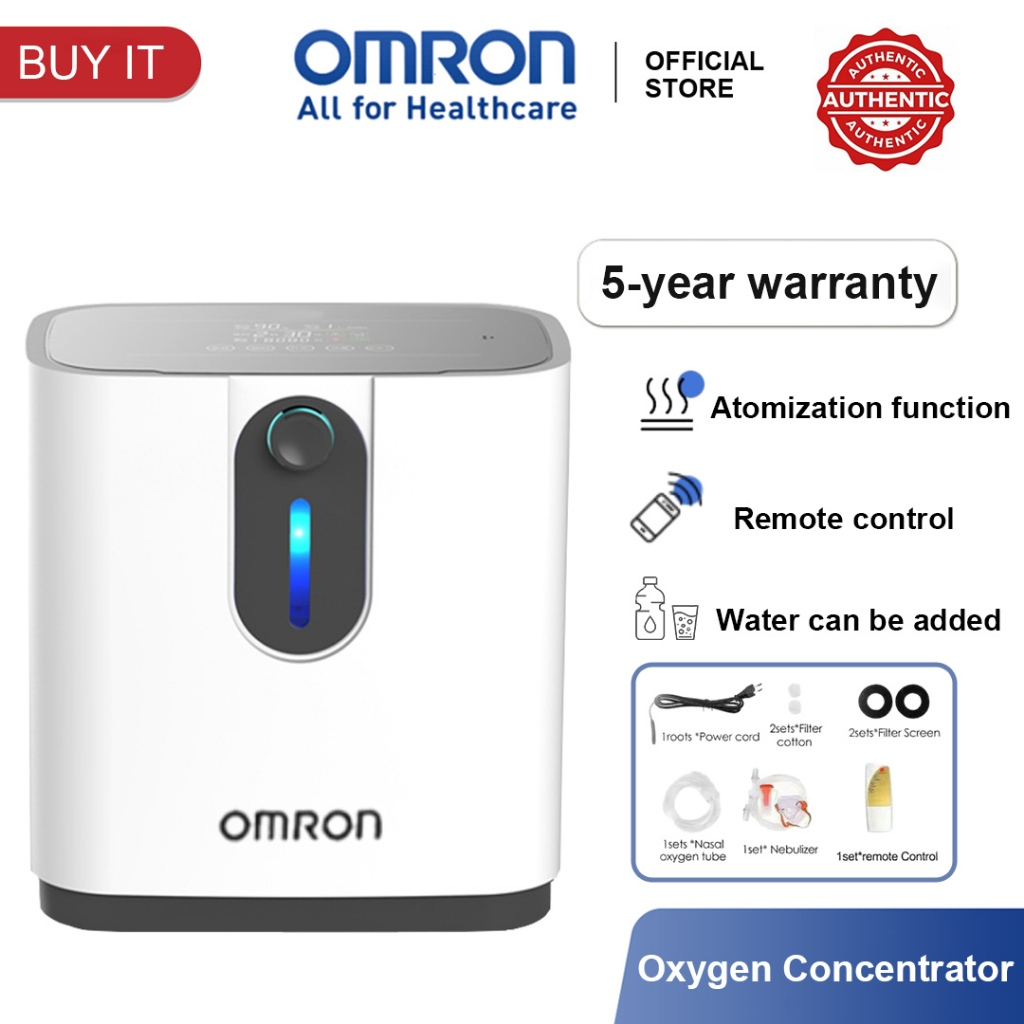 Omron Oxygen Concentrator เครื่องผลิตออกซิเจนแบบพกพาที่ปรับได้ 1-7L ความเข้มข้นของออกซิเจนสูง 93 ± 3