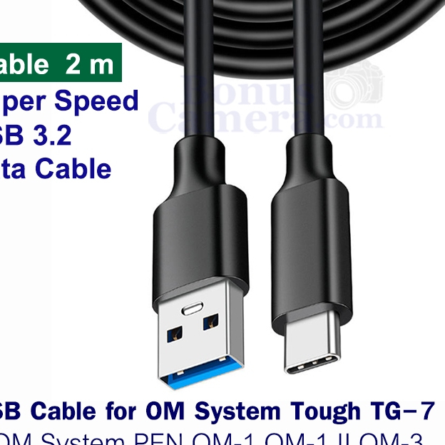 สาย USB ยาว 2m ต่อ OM System PEN,OM-1,OM-1 II,OM-3,OM-5 Mark II,Tough TG-7 replaces Olympus CB-USB11