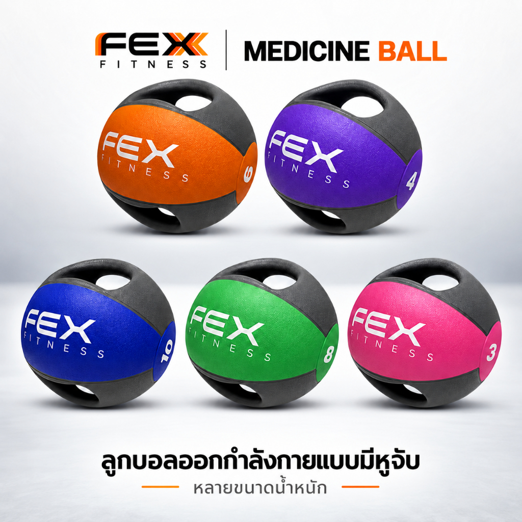 FEX fitness - Medicine Ball ลูกบอลออกกำลังกาย แบบมีหูจับ