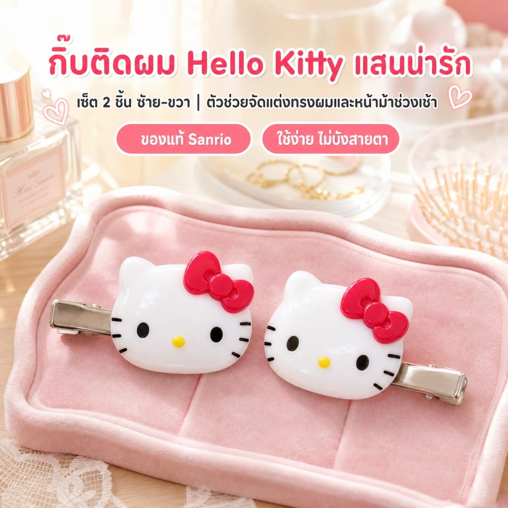 กิ๊บติดผมการ์ตูนน่ารัก หนีบแน่น 2 ชิ้น/คู่ คุโรมิ คิตตี้ เมโลดี้ ไซส์เบา ไม่ทิ้งรอย พร้อมส่ง