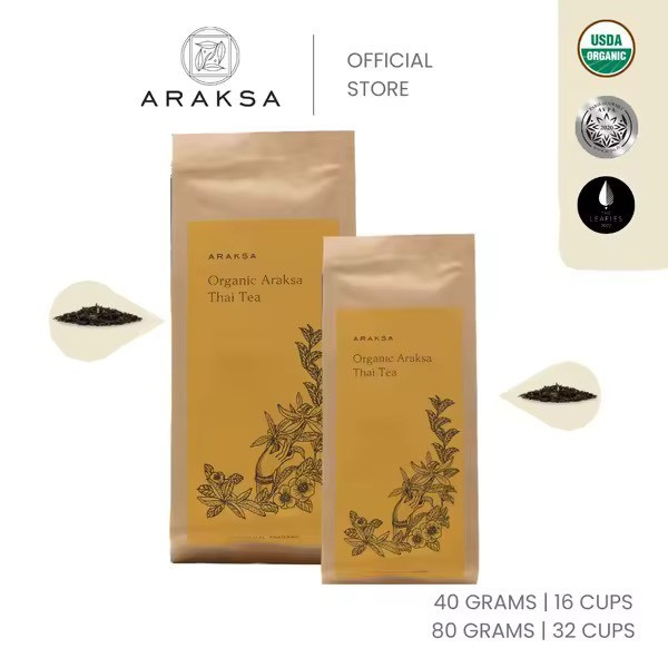 Araksa - "อรักษ" ชาไทยออร์แกนิค บรรจุถุงคราฟต์ ขนาด 40-80 กรัม | Araksa Thai Tea | USDA Tea
