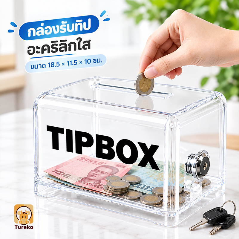 Tip Box กล่องทิป กล่องใส่ทิป ทิปบ๊อกซ์ พร้อมล็อคและกุญแจ ทนทาน