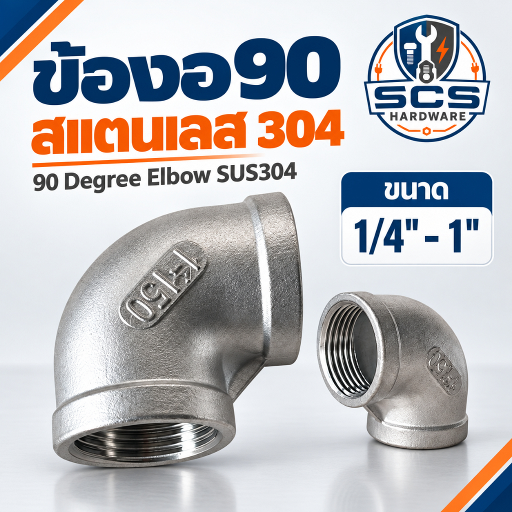 ข้องอ90 สแตนเลส 304 เกลียวใน ขนาด 1/4'' - 1นิ้ว ข้องอเกลียวใน สแตนเลส อุปกรณ์สแตนเลส Elbow90 Stainless