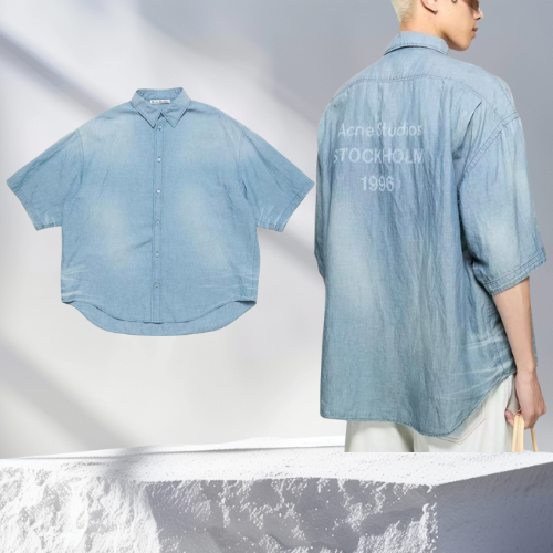 Acne Studios Sprayed 1996 Cowboy short sleeve T-shirt สื้อผ้าแฟชั่นผู้ชาย เสื้อนอกผู้ชาย