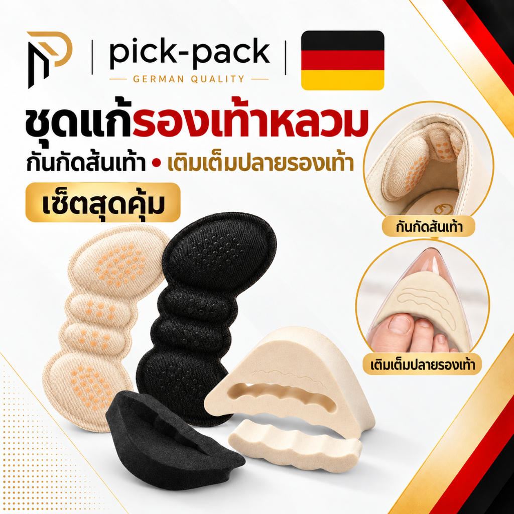 แผ่นกันรองเท้ากัด ปรับขนาดรองเท้า ป้องกันการเสียดสี บรรเทาอาการปวดส้นเท้า