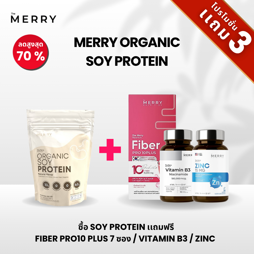 The Merry Soy Protein – Includes Free Fiber Pro10 Plus (7 Sachets), Vitamin B3, and Zinc