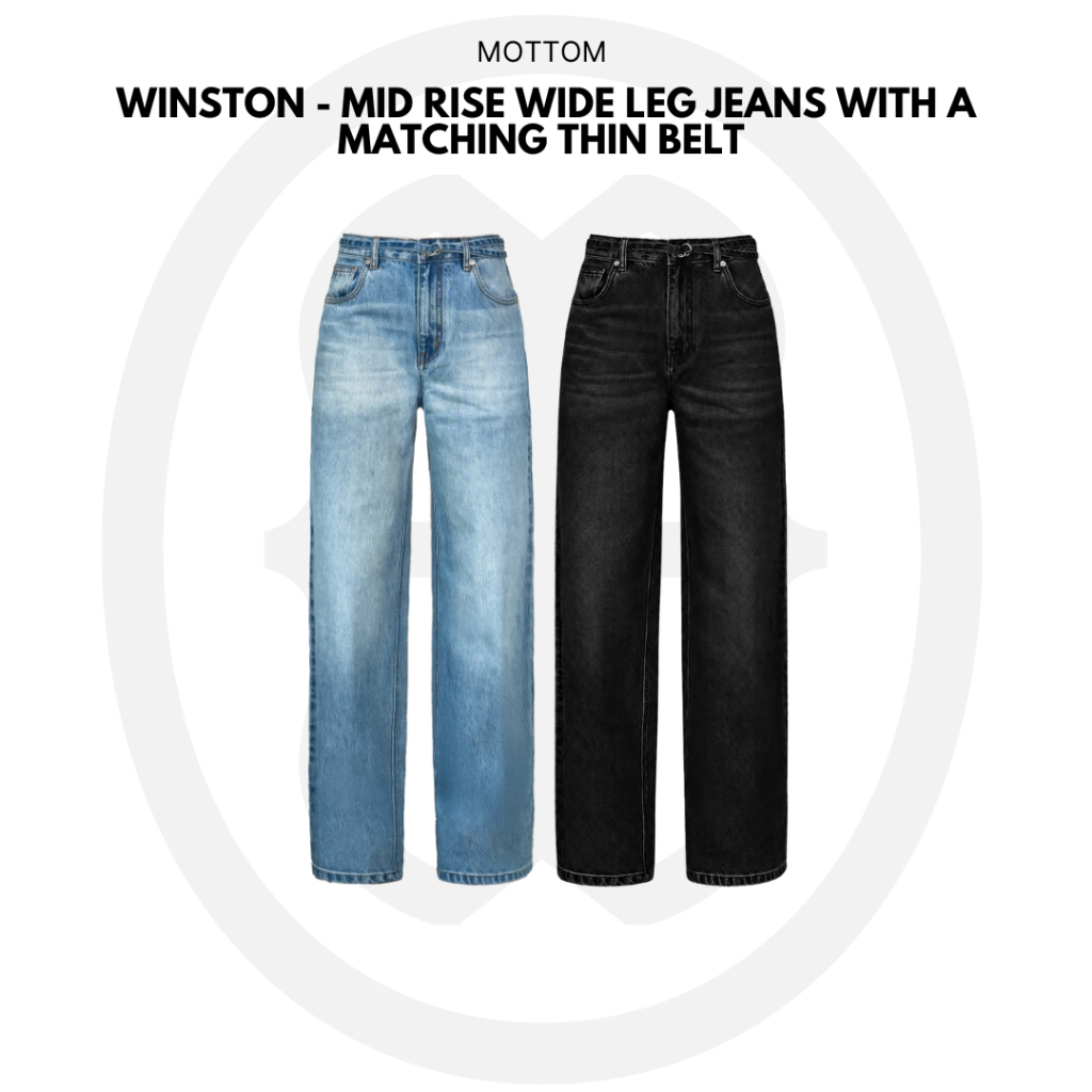 MOTTOM - WINSTON Mid Rise Wide Leg Jeans (Unisex)