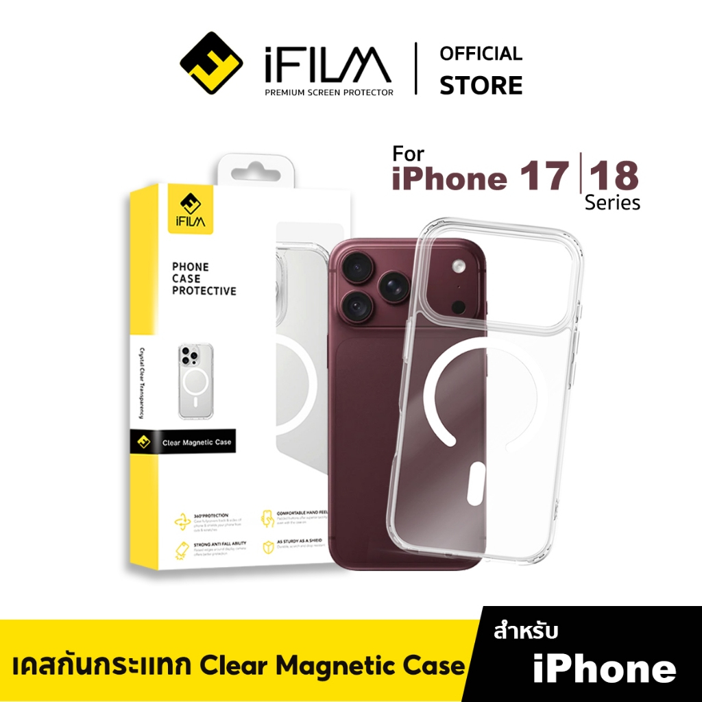 [Official] iFilm เคสใส For iPhone 18ProMax 18Pro 17ProMax 17Pro 17Air 17 16 15 13 เคสปกป้อง กันกระแท