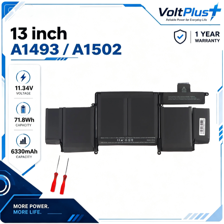 แบตเตอรี่แล็ปท็อปสำหรับ 13 inch A1502 Late 2013 - Mid 2014 A1493