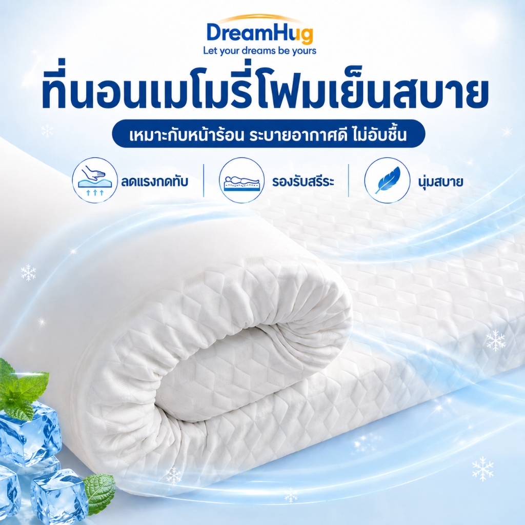 ที่นอนเมมโมรี่โฟม หนา 4 นิ้ว เมมโมรี่โฟมคูลเจล ระบายอากาศได้ดี พรีเมี่ยมนุ่มสบาย บรรเทาอาการปวดหลัง