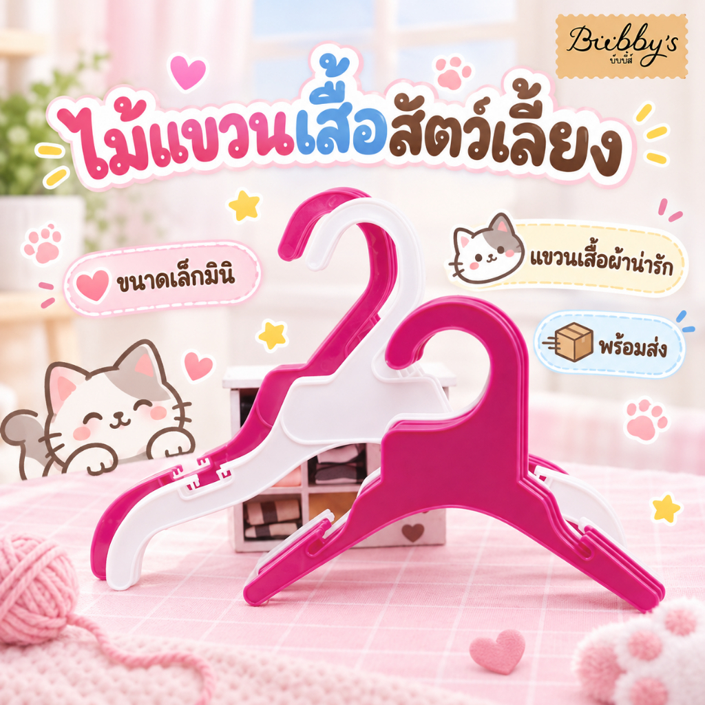 AL-085 Bubby's ไม้แขวนเสื้อสัตว์เลี้ยง ขนาดเล็กมินิ แขวนเสื้อผ้าน่ารัก พร้อมส่ง บับบี้ Bubby By Anna&Louise