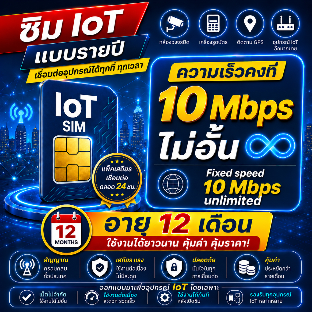 ซิมเน็ตรายปี ซิมรายปี Sim iot ซิมเทพ ซิมทรู 10Mbps,6Mbps,4Mbps,1Mbps ไม่อั้นไม่ลดสปีด แจ้งร้านลงทะเบ