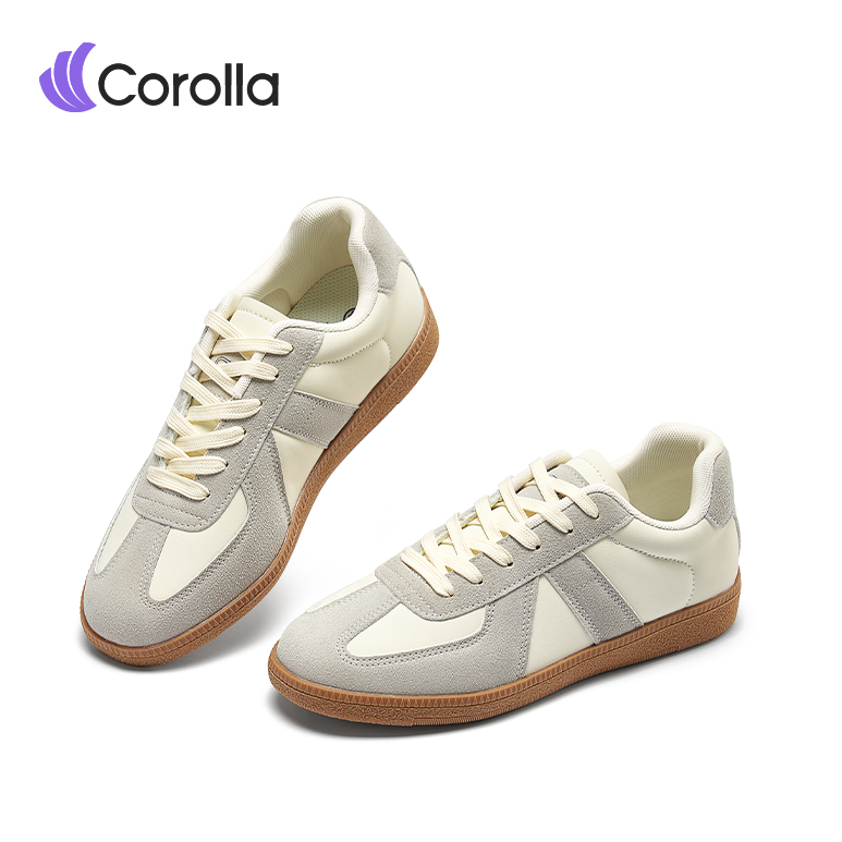 Corolla รองเท้าผ้าใบแฟชั่นผู้หญิง ส้นแบน ทรงลำลอง วัสดุหนังพียู ต้านเชื้อแบคทีเรีย น้ำหนักเบา และใส่สบาย