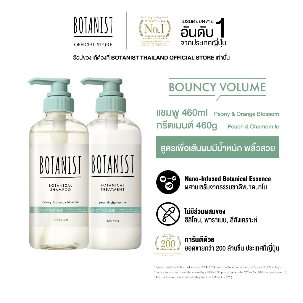 BOTANIST Botanical Shampoo & Treatment (Bouncy Volume) 460 ml + 460 g
